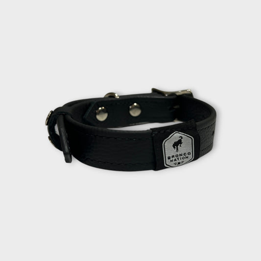 Bronco Nation - Leather Pet Collar Small