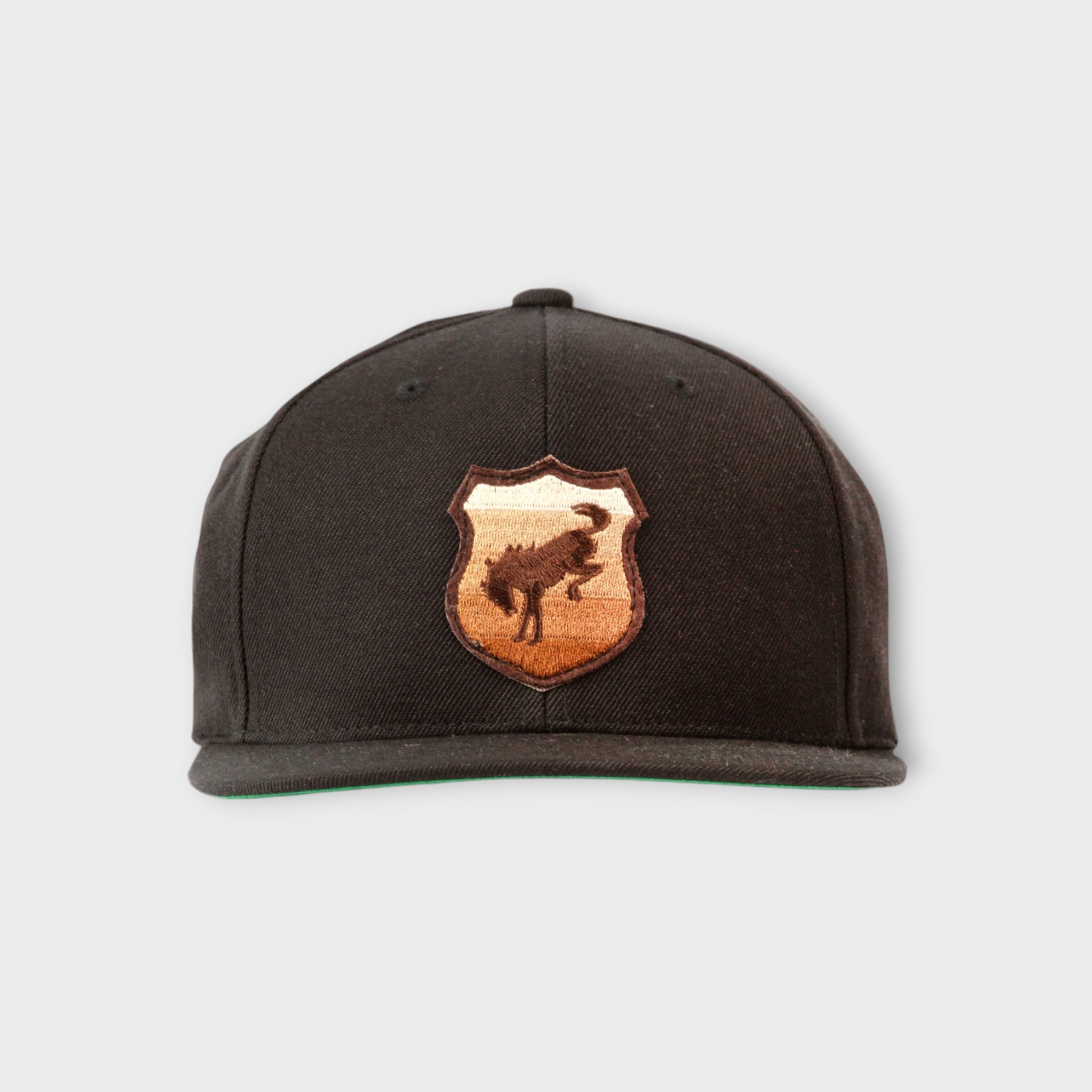 Striped Shield Snapback Brown Front