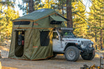 Vagabond XL Rooftop Tent in Forest Green with Annex Room shown on a Jeep Rubicon
